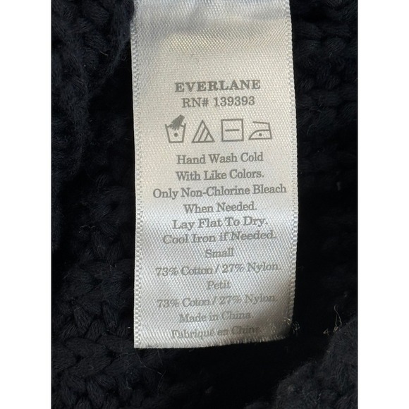 Everlane Neck Knit Sweater Pullover Navy Blue Chunky Ribbed Casual Comfort - Picture 6 of 8